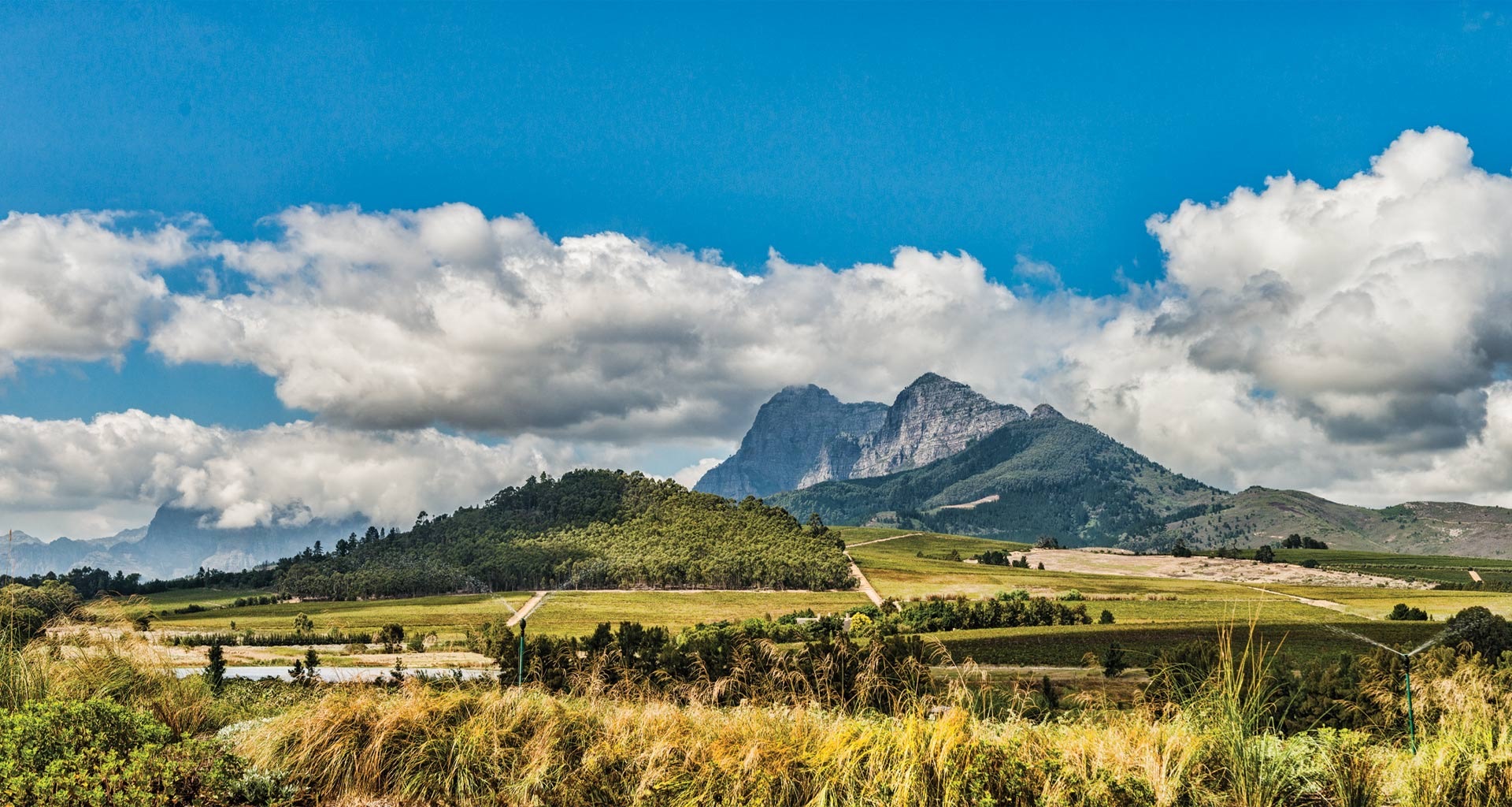 Clouds over the mountains above the vineyards at Anura